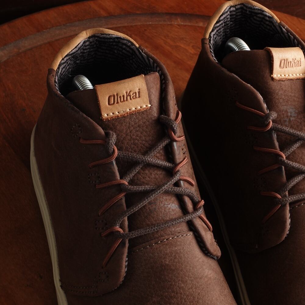 OluKai Boots Mens Size 9 Brown Nana Hele Chukka Leather Comfort Casual Walking - Picture 5 of 13
